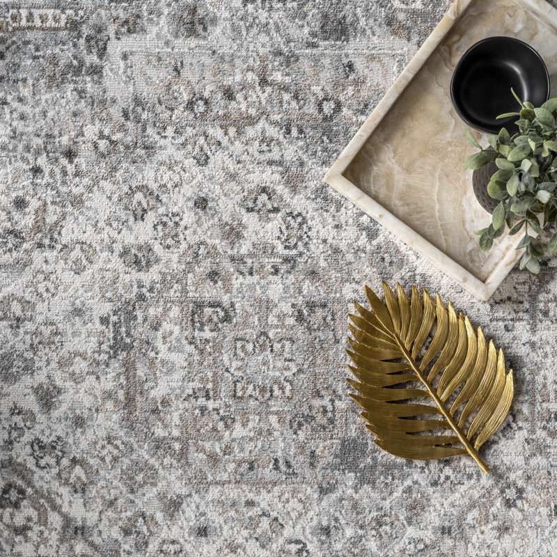 Tapis oriental / persan Siasconset pour le salon, la chambre et la cuisine, beige / ivoire, Rectangle 4 pi x 6 pi