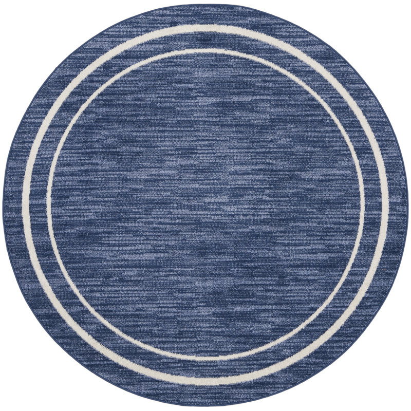 Solid Bordered Area Rug, Round 4'