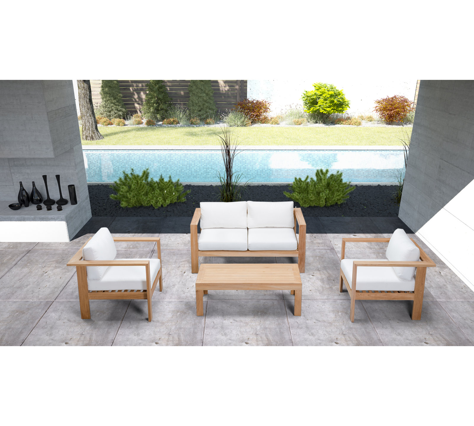 Sonoma 5 - Person Patio Conversation Set, 4Pcs: Table, Loveseat, 2 Chairs, Canvas Natural Sunbrella® Canvas