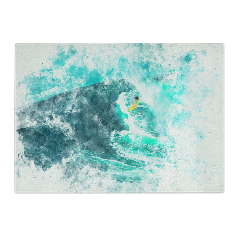 Tempered Glass Surfing in Hawaii Chopping Board, 28.5 cm x 39 cm