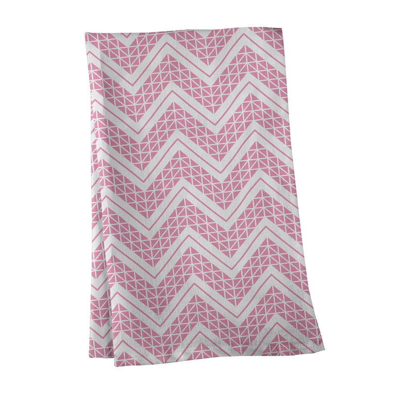 Stephenie Tea Towel Kitchen Towel, Pink/White/Teal, Cotton Twill