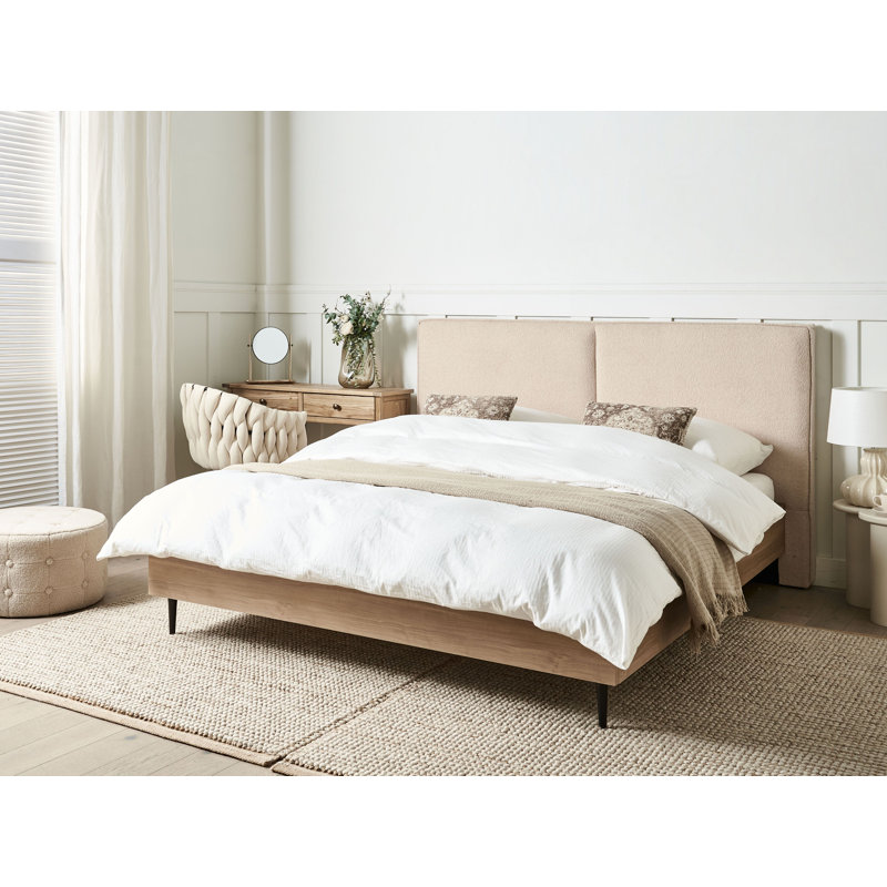 Bed Boucle IZERNORE 200 cm Beige, European Kingsize (160 x 200 cm)
