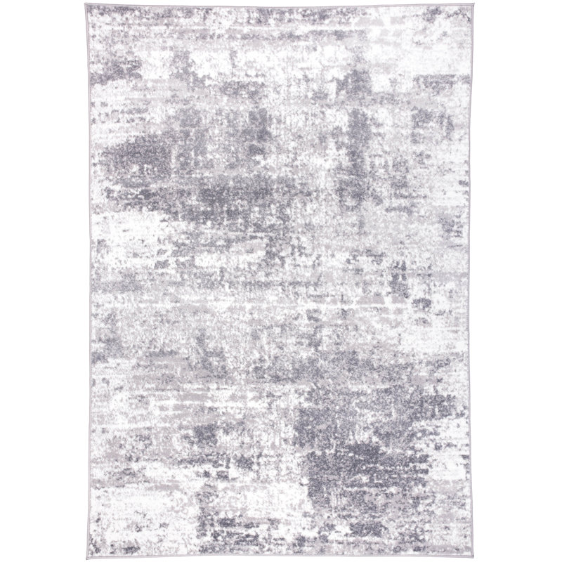 Willington Abstract White/Gray Area Rug, Rectangle 7'10" x 10'