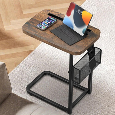 Table d'appoint pour canapé avec fente pour cartes, table de chevet réglable en hauteur