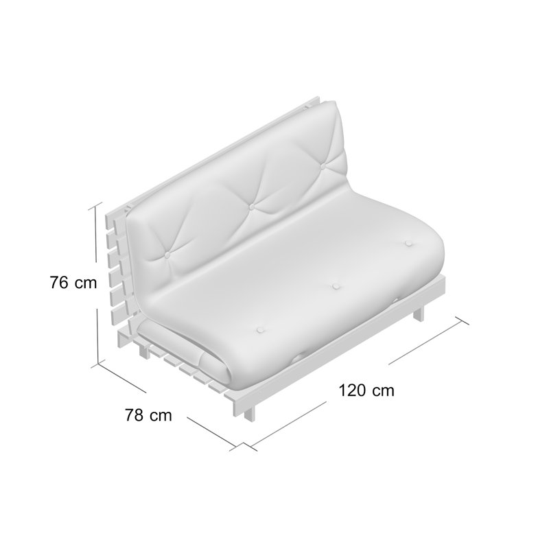 Arlete Upholstered Futon And Mattress, Lilac, 76cm H x 120cm W x 78cm D