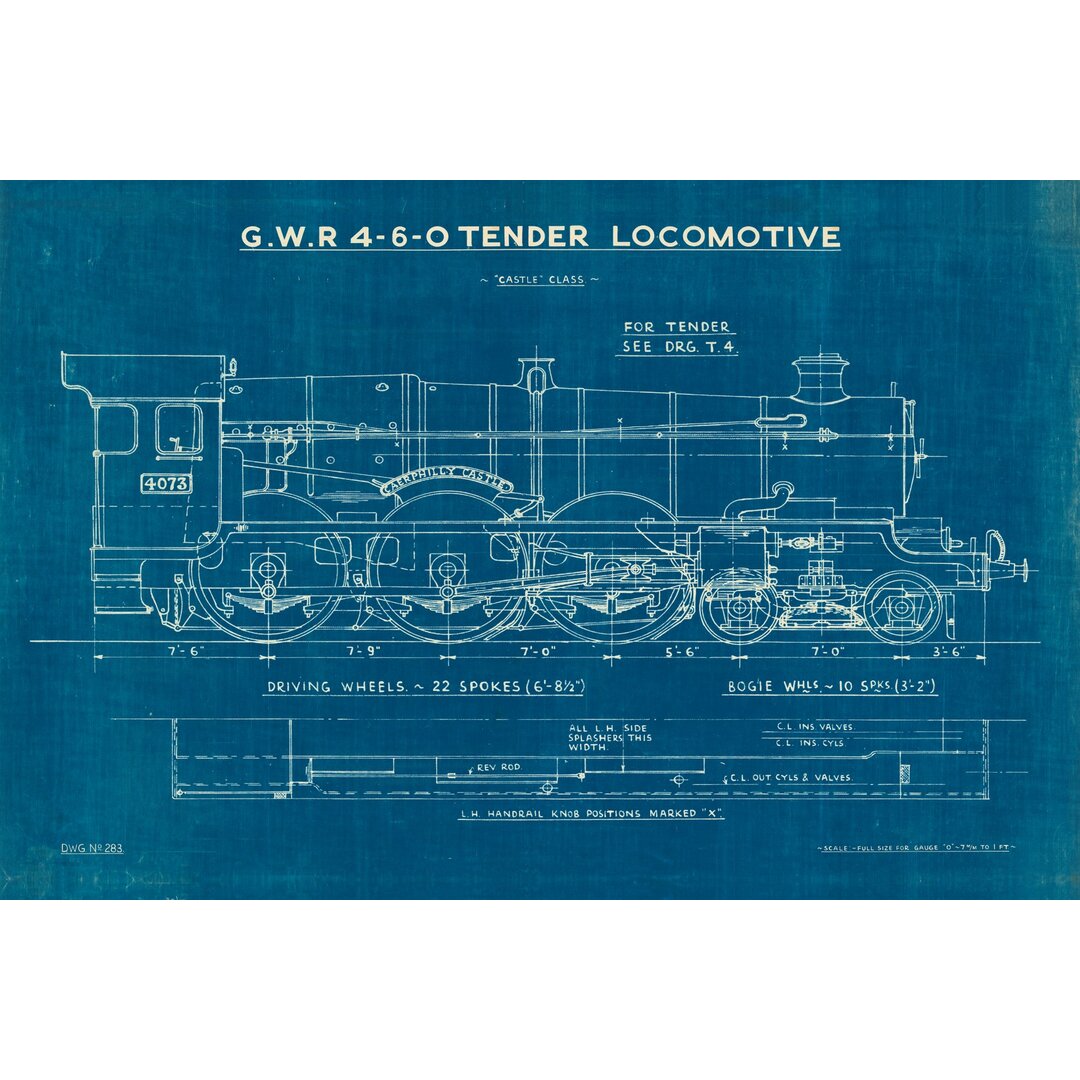 Leinwandbild Locomotive Blueprint I von Wild Apple Portfolio