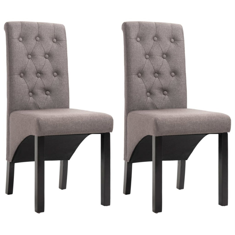 Dining Chairs Side Chair with Solid Wood Legs for Home Kitchen Fabric, Taupe, 2
