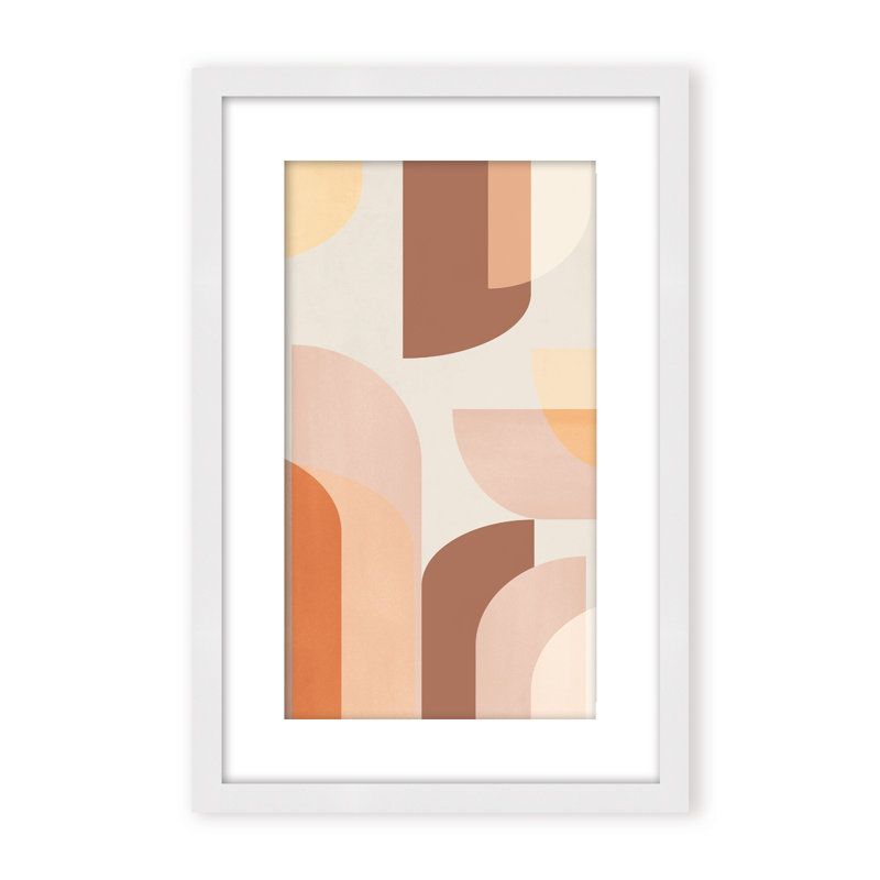 Abstract Retro Geometric by  - Picture Frame Graphic Art on Paper, 36" H x 24" W x 1.125" D, Brown, Framed Matted Print