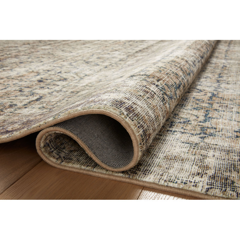 Tapis bleu marine / sable Amber Lewis x Loloi Morgan CloudPile, Rectangle 7 pi 3 po x 9 pi 3 po