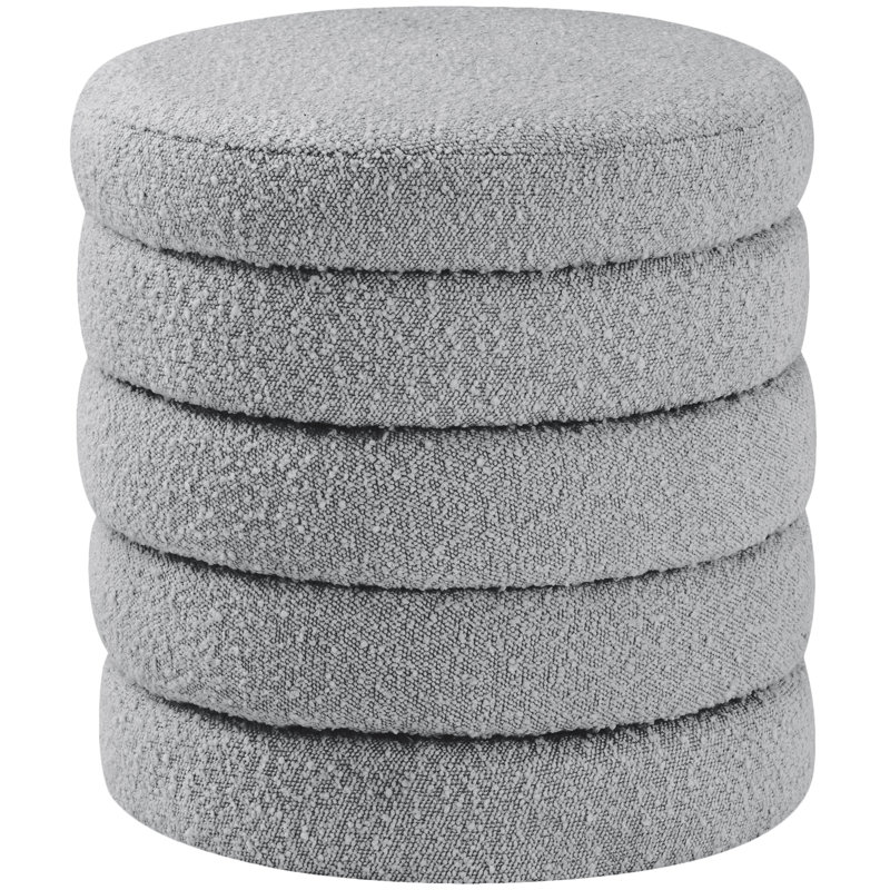 Amy-Claire Upholstered Ottoman, Grey Boucle Fabric