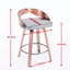 Tabourets de bar de style Mid-Century moderne (2) - hauteur de 25 po, siège en similicuir beige, bois de noyer, coussin de siège conçu par l'utilisateur, revêtement facile à nettoyer