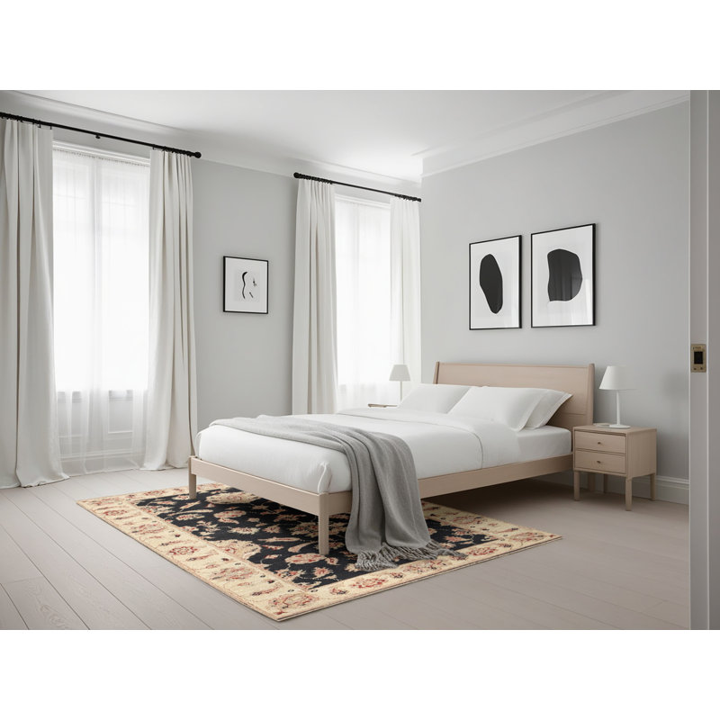 Tapis traditionnel noir / beige Guerrette, Rectangle 5 pi x 7 pi