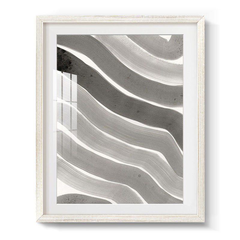 Neutral Wiggle II -Framed Print, 19.5" H x 16.5" W, White