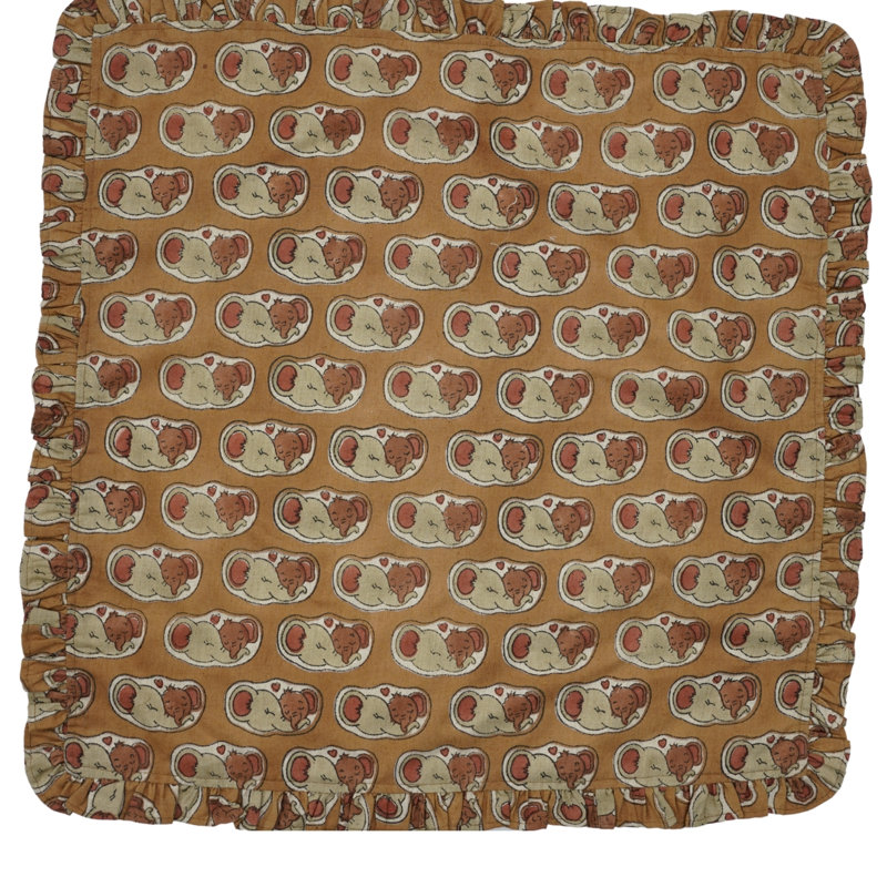 Fabdivine Vintage 18x18 inch Frill Napkin Ideal for Kitchen & Dining Table, set of 8, Elephant, Brown