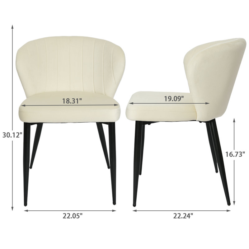 Mercer41 Side Chair Set Of 2, Upholstered Velvet Dining Chair , Beige