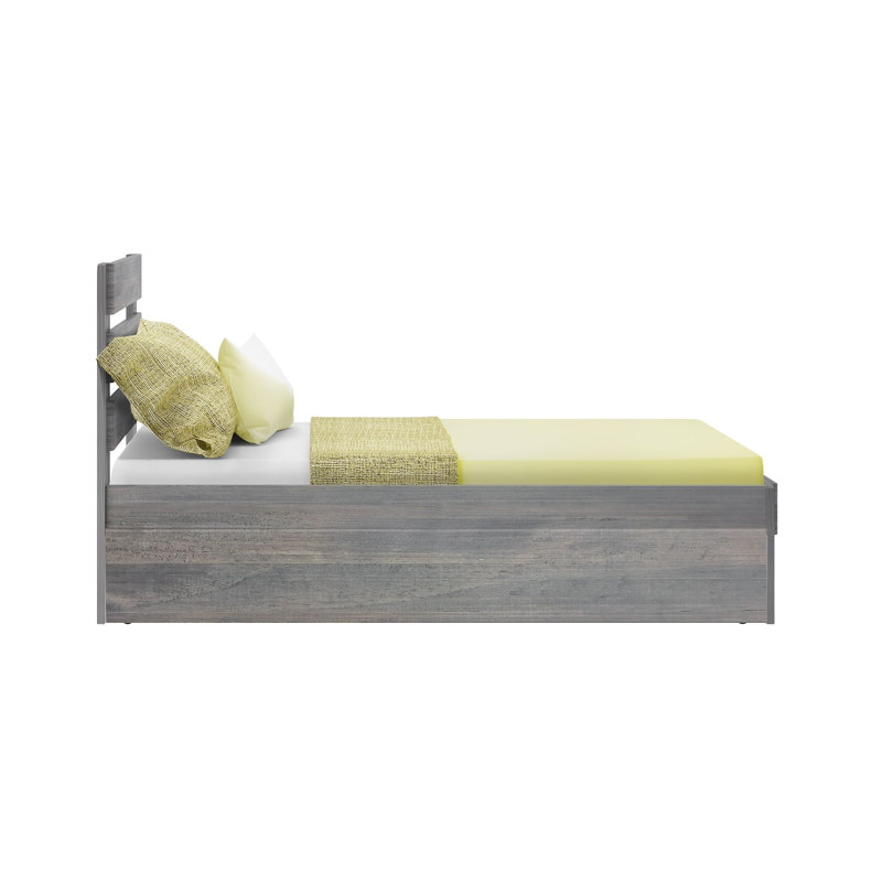 Lit plateforme en bois massif avec lit gigogne Decimus, Simple, Blanc délavé