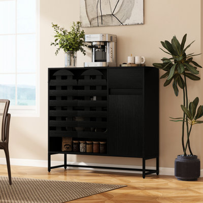 Élégant, tissé noir, buffet, conception arquée, rangement réglable multi-couches, cuisine, salon, décoration intérieure