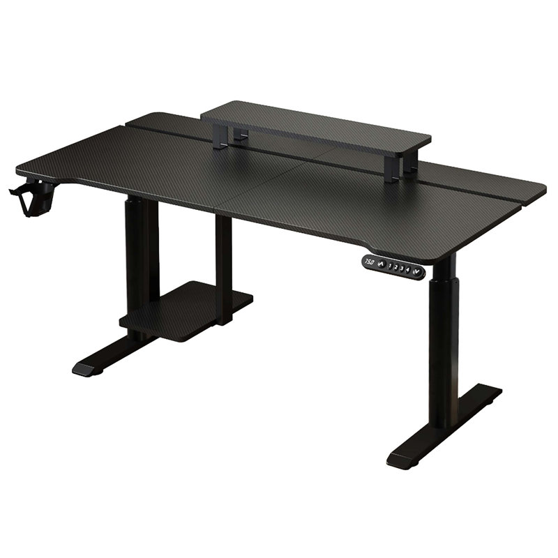 Bureau assis-debout électrique à double moteur, réglable en hauteur, avec panneau de jonction et port de charge rapide pour bureau à domicile (BUREAU SEULEMENT, CHAISE NON INCLUSE)