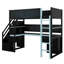 Lit mezzanine avec bureau et panneau perforé, structure de lit de jeu en bois avec escalier de rangement et tablettes ouvertes-1491487936-1491487943