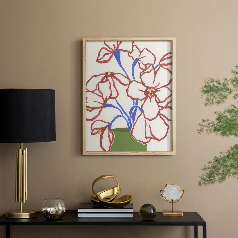 «Petal Perimeter I», reproduction encadrée - bois massif, Naturel, H 15 po x l 12 po