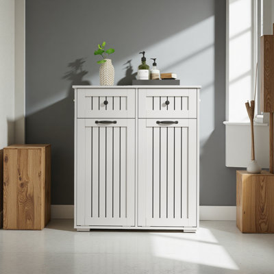 Freestanding Laundry Organizer Cabinet With Dual Baskets & Drawers – Space-saving Storage For Sorting And Essentials