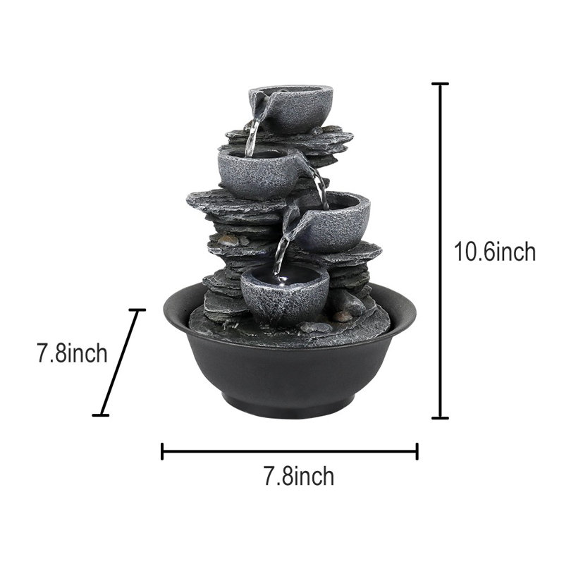Haeden Indoor Outdoor Weather Resistant Table Top Fountain with Lights