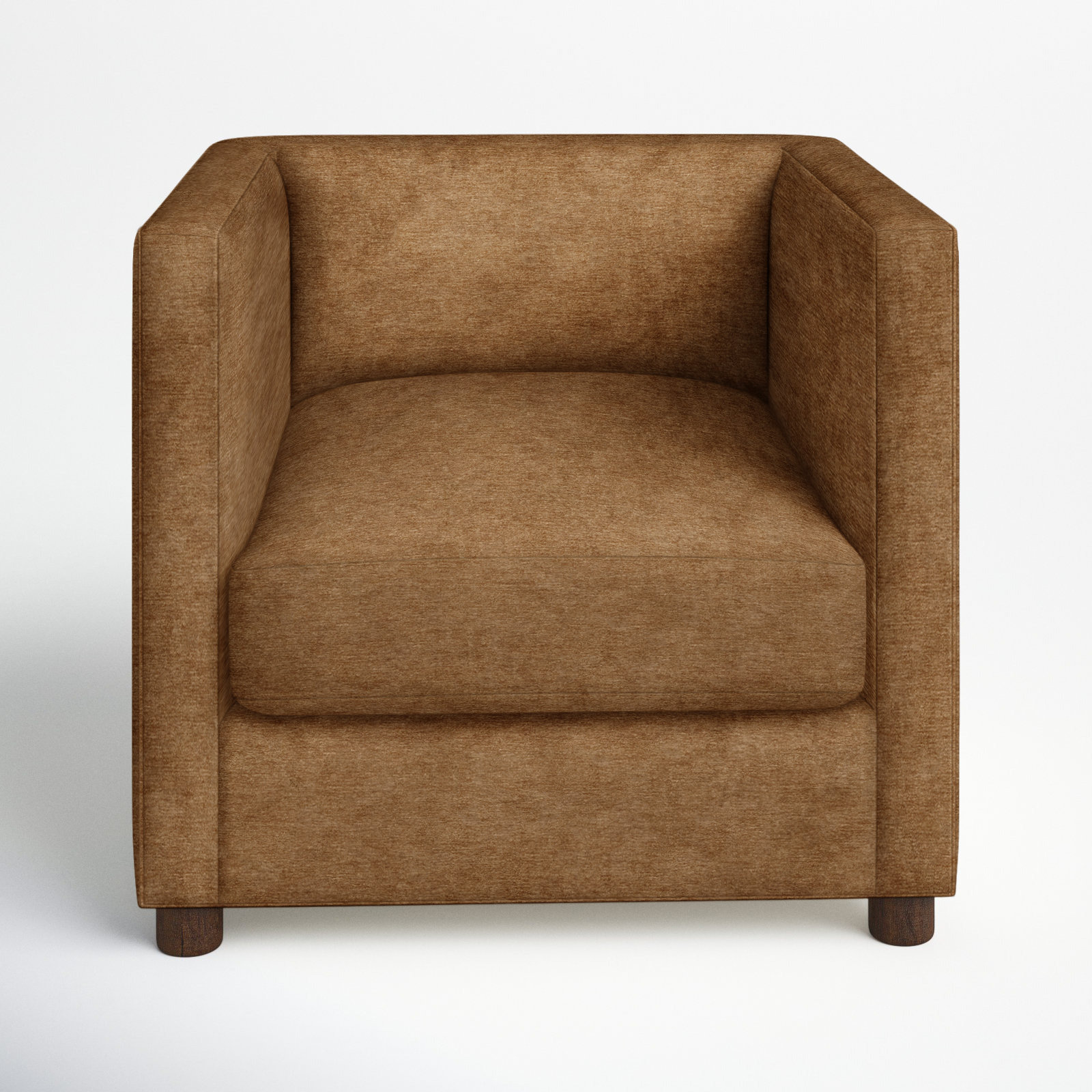 Emilie Upholstered Chair and a Half, Walnut, Nave Bark Performance Distressed Velvet