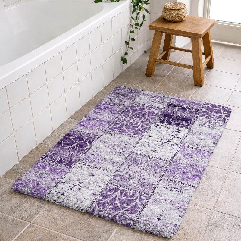 Tapis à poils longs de qualité supérieure lavable à la machine ADS566, 2 pi 6 po x 3 pi 10 po, Mauve