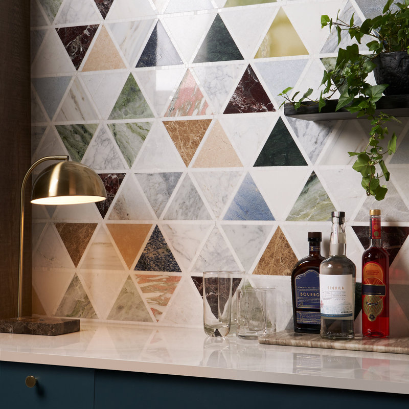 Valerie 6" Triangle Polished Marble Mosaic Tile