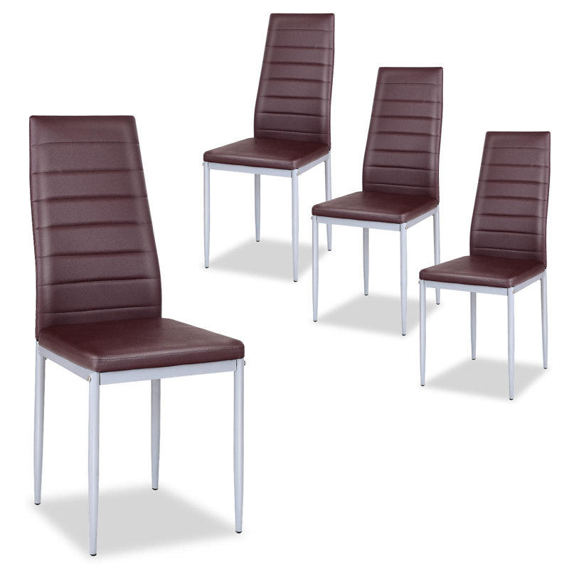 Bronsen 19'' H Upholstered Metal Side Chair, Brown