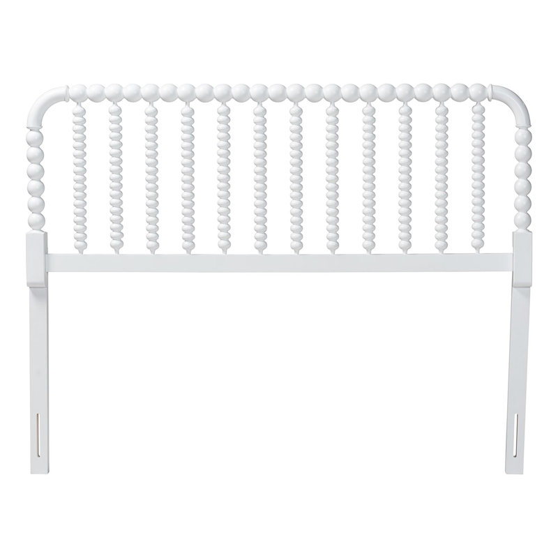 Baxton Studio Finley Turned Bobbin Headboard - Crafted Wood Panel with Decorative Spindle Design for Cottage Farmhouse Bedroom, Full, White