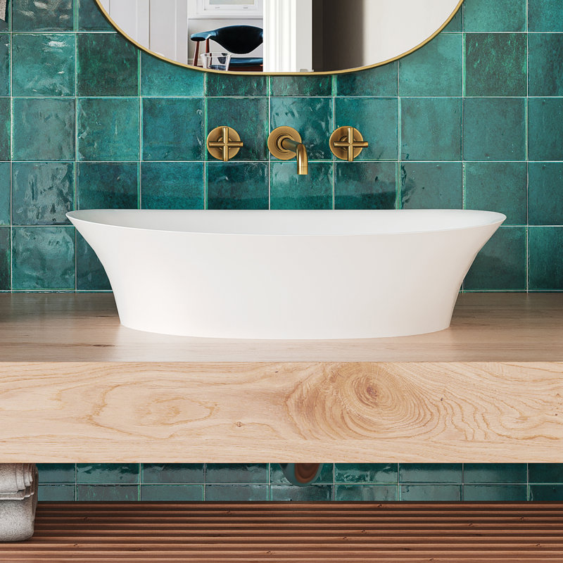 Maricela 23.5" Vessel Bathroom Sink, Gloss White