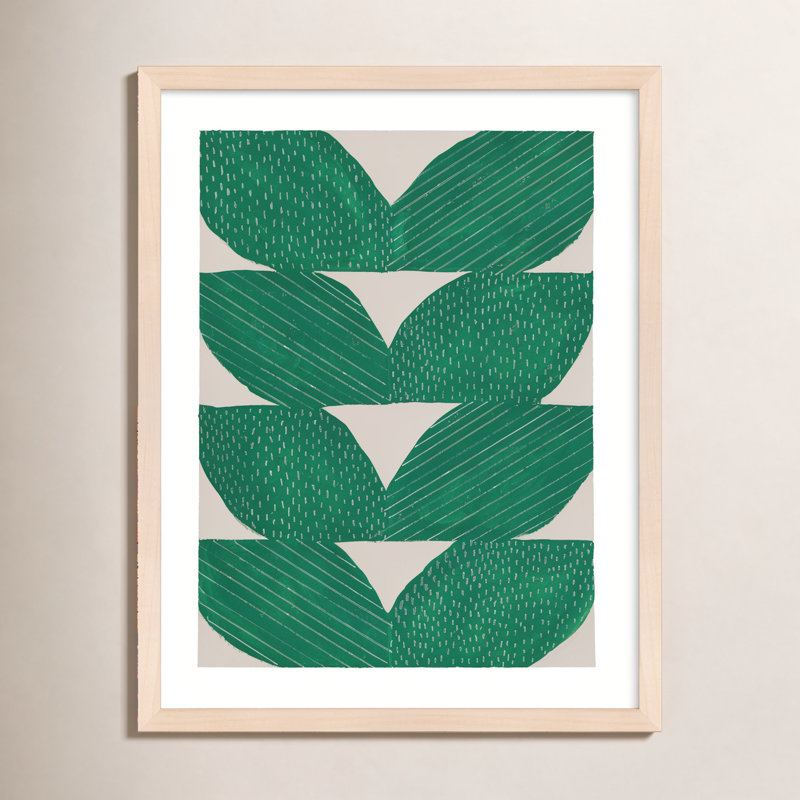 «Blue Chevron Green Chevron» par Andrea Stokes - Art mural encadré, H 20 po x l 16 po, Cadre brun