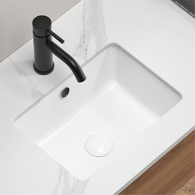 18X14 Inch Undermount White Ceramic Vessel Bathroom Sink, Built - In Overflow, Smooth Design For Indoor And Traditional Bathrooms Milk 6.94 Inches High, American Style Home Lavatories