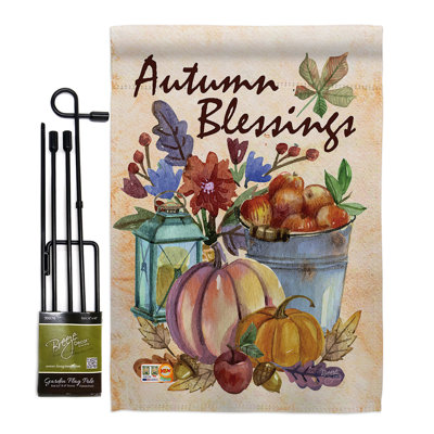 2 faces en polyester 18,5 x 13 po automne harvest harvest ensemble de drapeau