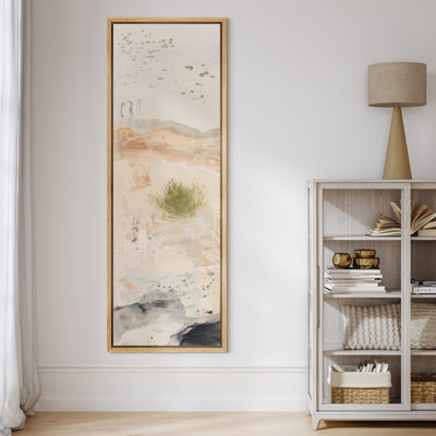Soft Abstract Landscape with Earthy Brushstrokes - Large Framed Canvas Master Bedroom Wall Art Print