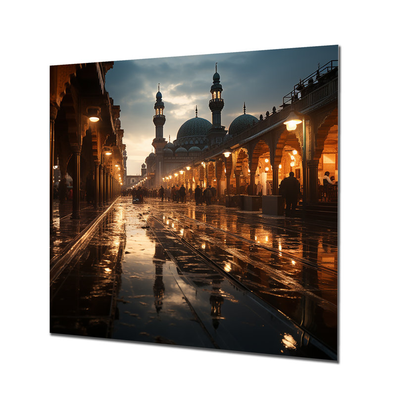 Al Azhar Mosque I - art mural en métal paysage urbain, H 16 po x l 16 po