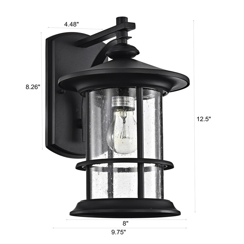 Applique murale d'extérieur noir mat Bellarae, H 12,5 po x l 8 po x P 9,75 po