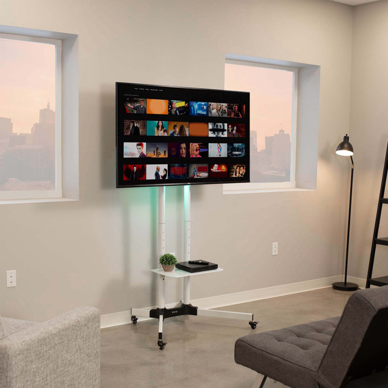 White Mobile TV Cart