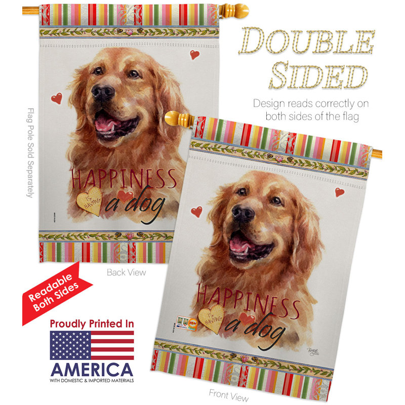 Golden Retriever Happiness Double-Sided Polyester House Flag