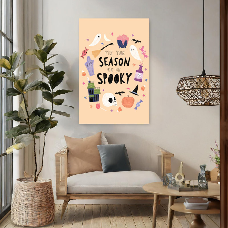 Art mural contemporain fantaisiste «Season To Be Spooky Playful», 48" H x 32" W