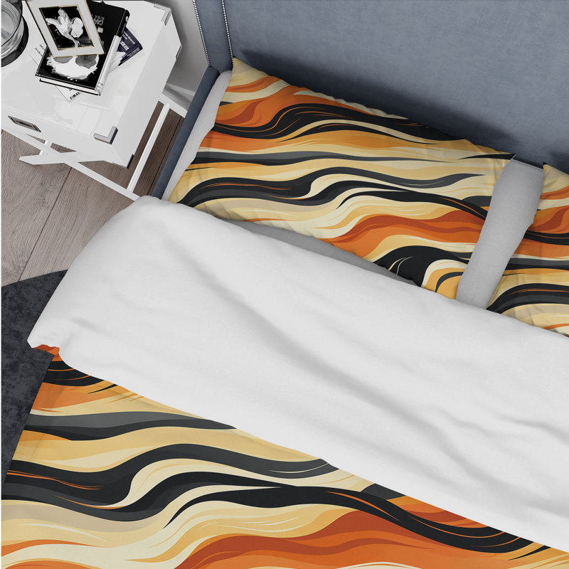 Literie chuchotement orange et noir, Housse de couette pour très grand lit et 2 très