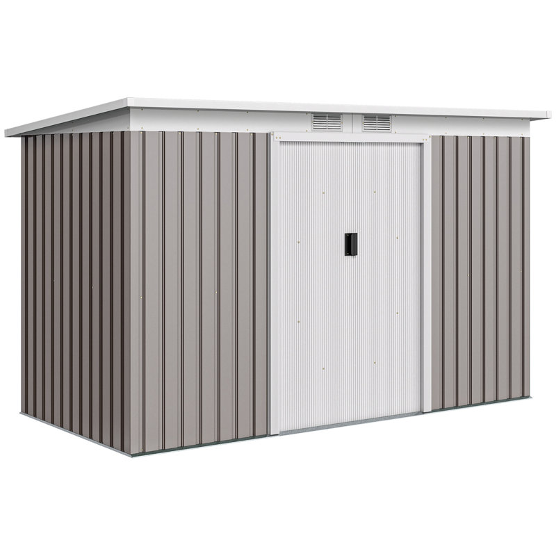 Biruk 9ft x 4ft Metal Garden Shed Waterproof Light Grey