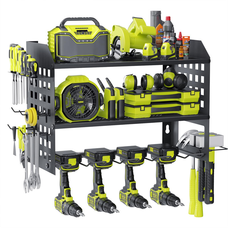 3 Layer Power Tool Storage, Wall-Mounted Tools Storage Organiser