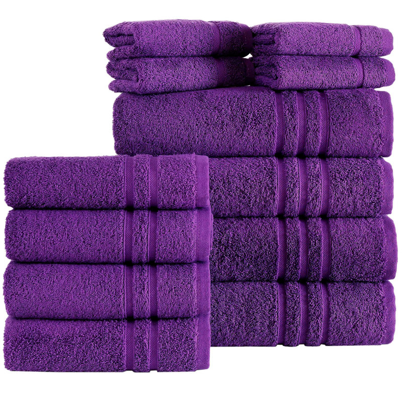 L'ensemble de serviettes de luxe 12 pièces comprend 4 serviettes de bain, 4 serviettes à main et 4 débarbouillettes, Mauve