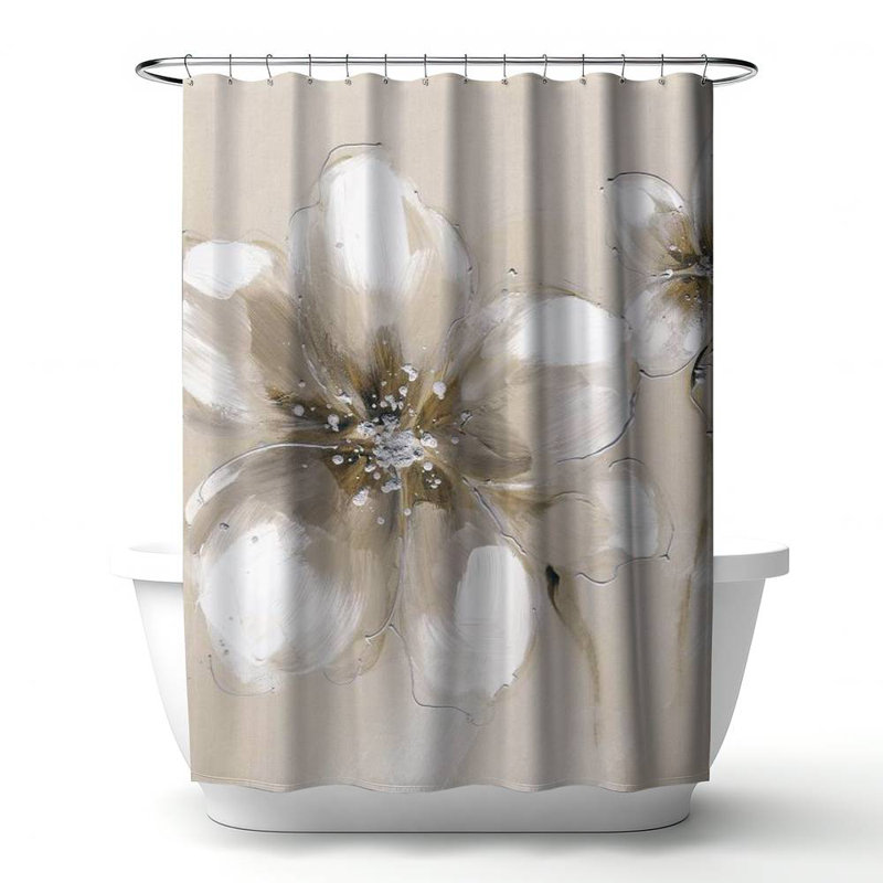 Floral – Polyester Shower Curtain, Dye Sublimation Print, 71" W × 74" L