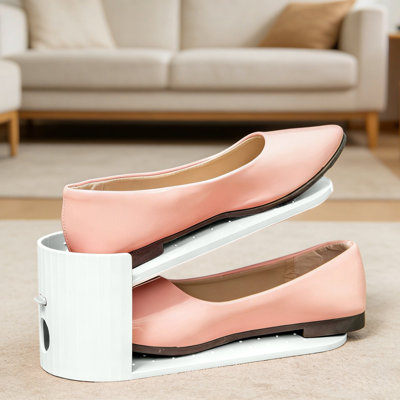 Color Blocking Adjustable Shoe Storage Artifact Shoe Cabinet Storage Shoe Rack Saves Space For Home Use Shoe Storage Double-layer Plastic Shoe Holders