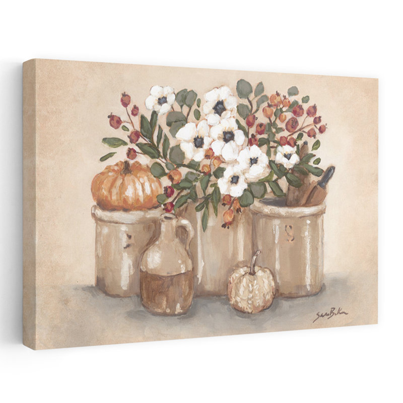 Fleurs d'automne, art floral rétro, H 16 po x l 24 po