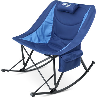 Oversized Camping Rocking Chair With Pillow, Portable Folding Temmo For Adults, Support 350 Lbs