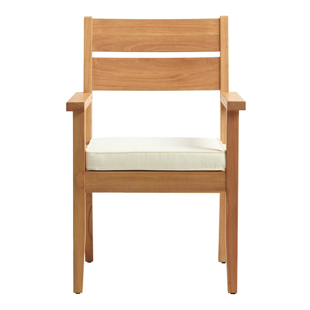 Carenen Outdoor Solid Teak Wood Armchair with Cushions Linon